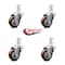 Service Caster 3 Inch Maroon Polyurethane Wheel Swivel 3/4 Inch Square Stem Caster Set SCC SCC-SQ20S314-PPUB-MRN-34-4 - alternate 4